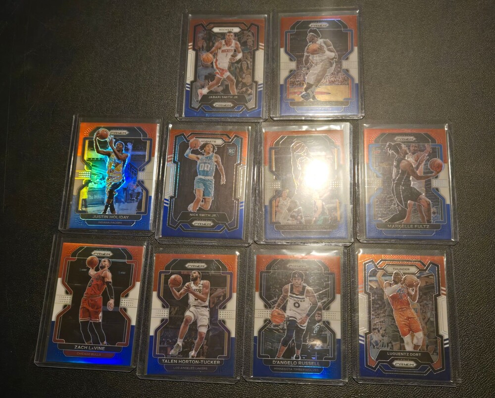 Lot 10 Panini Prizm Red White & Blue Basketball 2021-24 Mixed Rookies + Stars